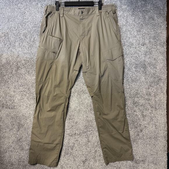 CQR Tactical Pants 36x31 Tan Stretch Cargo Hiking Zip Pocket TXP441 Granola - Picture 1 of 16